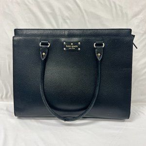 Kate Spade Black Leather Structured Tote/Work Bag w/ Pink Lining